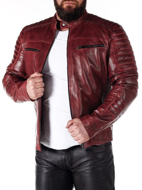 ADORNELUXE REDISH BROWN LEATHER JACKET FOR MEN - Image 2