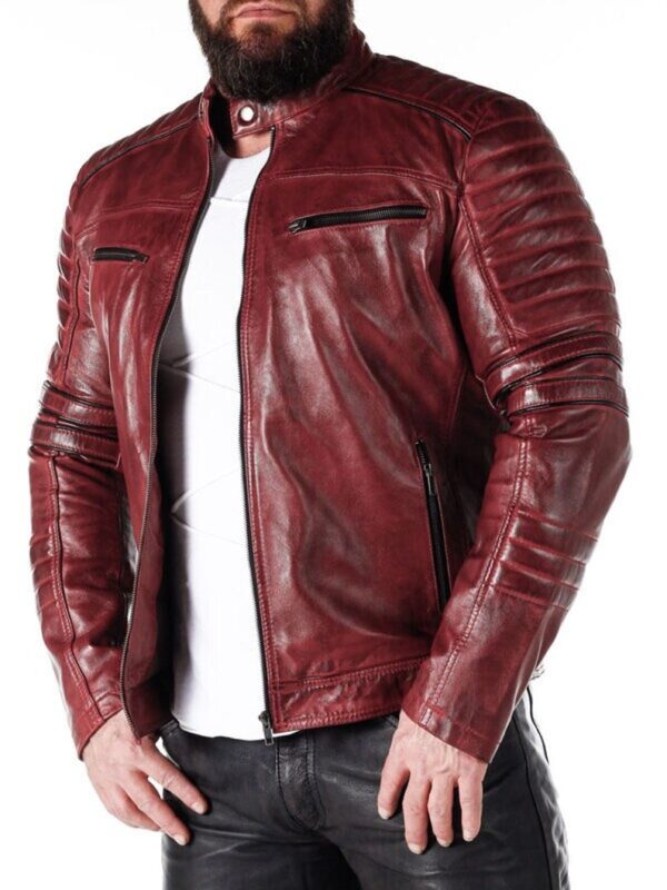 ADORNELUXE REDISH BROWN LEATHER JACKET FOR MEN - Image 3