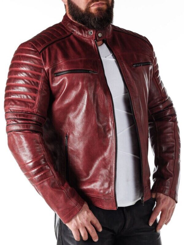 ADORNELUXE REDISH BROWN LEATHER JACKET FOR MEN - Image 4