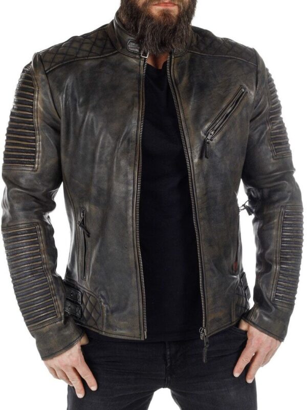 Cow Leather Biker Jacket for Men Route 66 Rush Black - Image 2