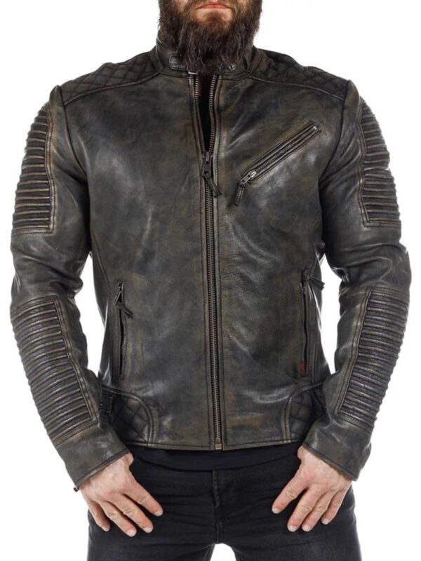 Cow Leather Biker Jacket for Men Route 66 Rush Black - Image 3