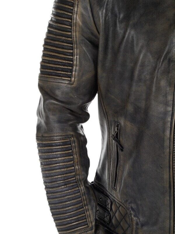 Cow Leather Biker Jacket for Men Route 66 Rush Black - Image 4