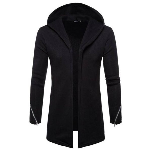 Men Long Jacket Plain-Black